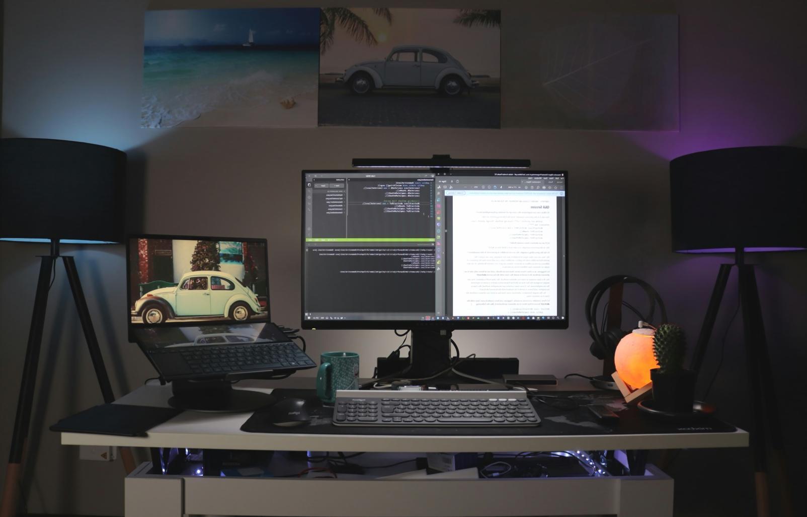 Students working on 3D lighting projects in modern workspace